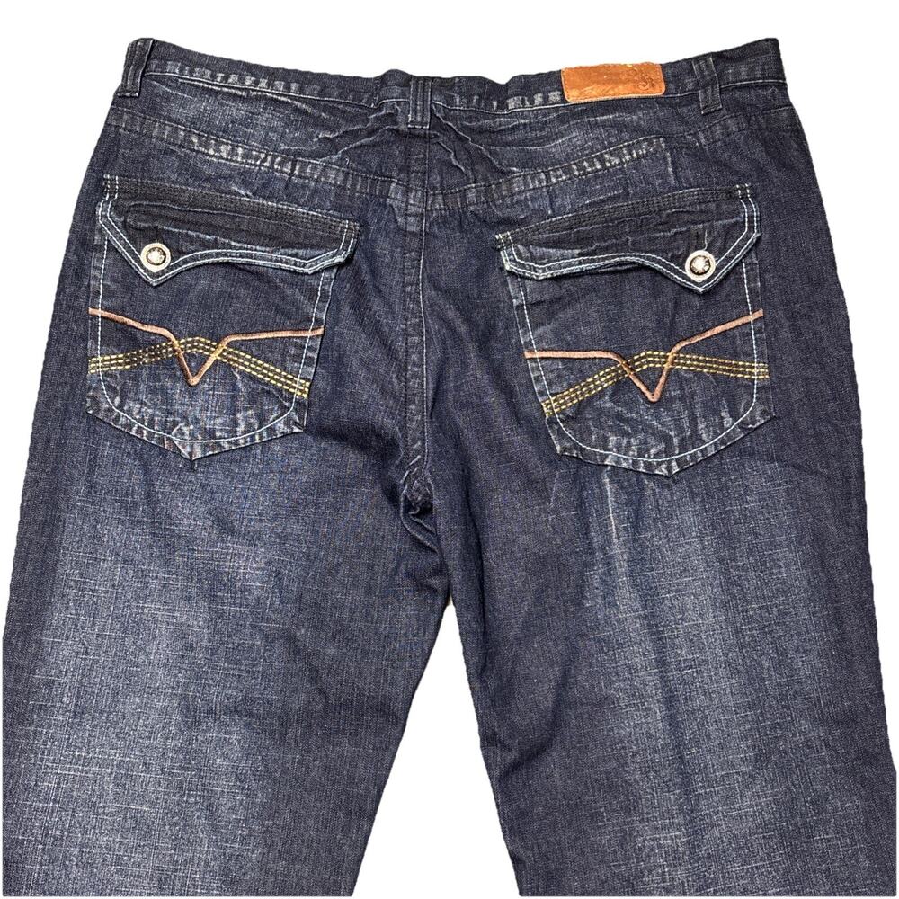 RICH KIDS Denim Co. Men's Blue Straight Leg Embroidered Jeans 42 X 32